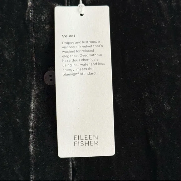 NWT Eileen Fisher Mandarin Collar Long Shirt Silk Ivy Crushed Velvet PL Petite L - Picture 9 of 16